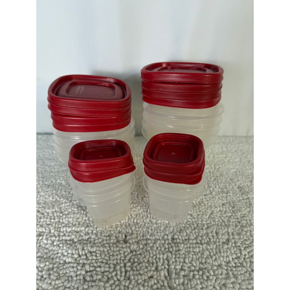Rubbermaid Food Storage Containers Red Lids 24 piece 12 containers‎ 12 lids